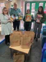 Teachers, Ms Coady and Ms Stewart (pictured right) selected the books from The Thoughtful Spot Bookshop in Skircoat Green who generously supported the project. 
Rotarian Andrew said that reading is so important for young people. 
